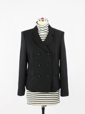 JOSEPH Black Virgin Wool Slim Fit Double Breasted Blazer, Size 40/S